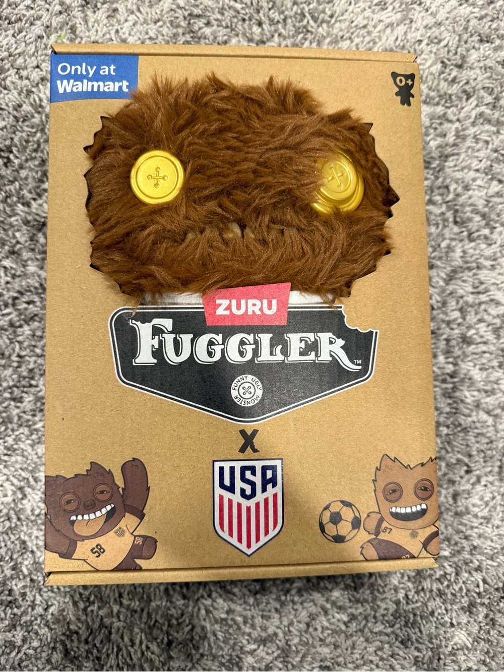 ZURU USA Soccer Fuggler Plush Toy - Brown with Yellow Button Eyes